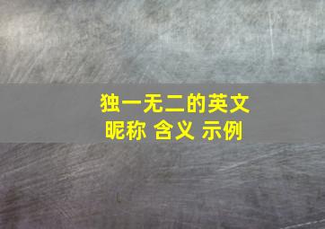 独一无二的英文昵称 含义 示例